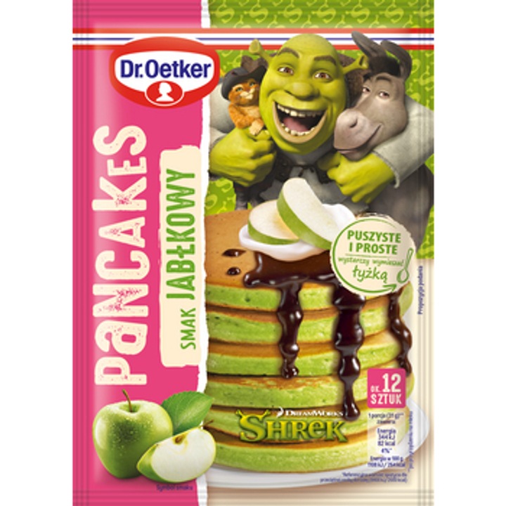 Amestec pentru clatite Shrek, 165 g, cu mere, 12 portii