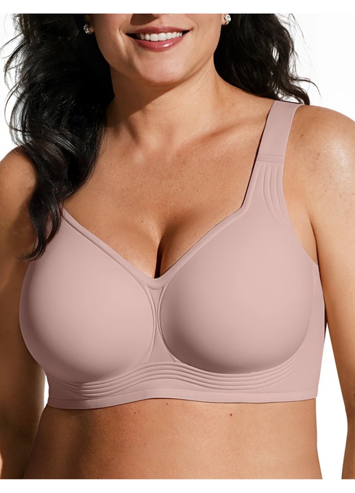 TUNANAN - sutien dama, Sutiene fara cusaturi cu cupa intreaga, bustiera fara sarma,, Roz