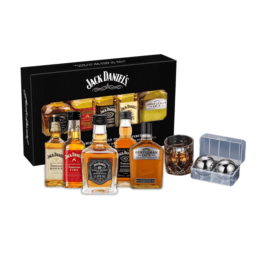 Set cadou Jack Daniel's miniaturi whisky Tennessee 5x50ml si 2