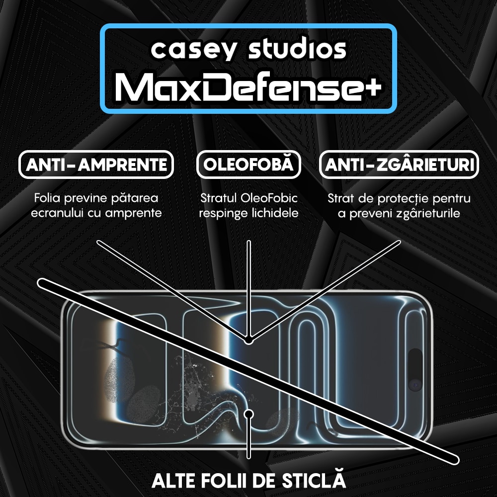 Folie Sticlă Casey Studios, Full Cover 3D, Transparentă, 9H, pentru iPhone 17 Pro Max