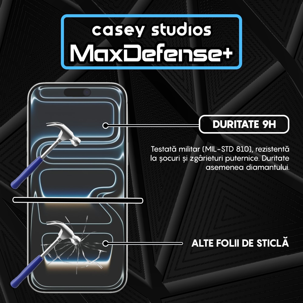 Folie Sticlă Casey Studios, Full Cover 3D, Transparentă, 9H, pentru iPhone 17 Pro Max