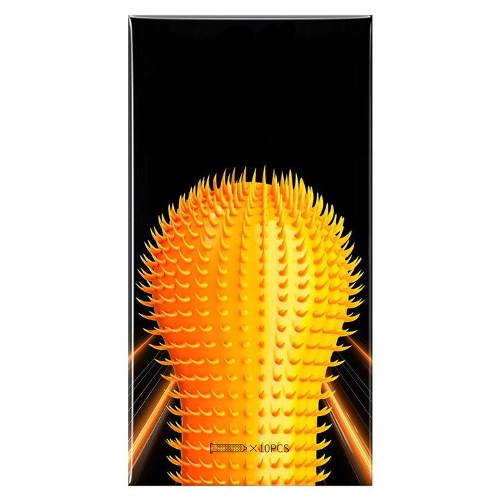 Set 10 prezervative cu striatii Obsessia® CatTongue 2080, transparente, cu textura intensa tip „limba de pisica”, cu gel de stimulare, din latex natural, pentru placere sporita, usor de utilizat si transportat