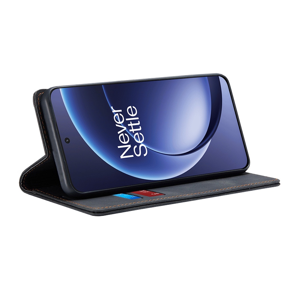 Husa pentru OnePlus 15R, SKYDDAR INNOVATION, Confy Cover tip Carte din piele Eco Premium, cu Portofel Interior, set cu sticker, Negru