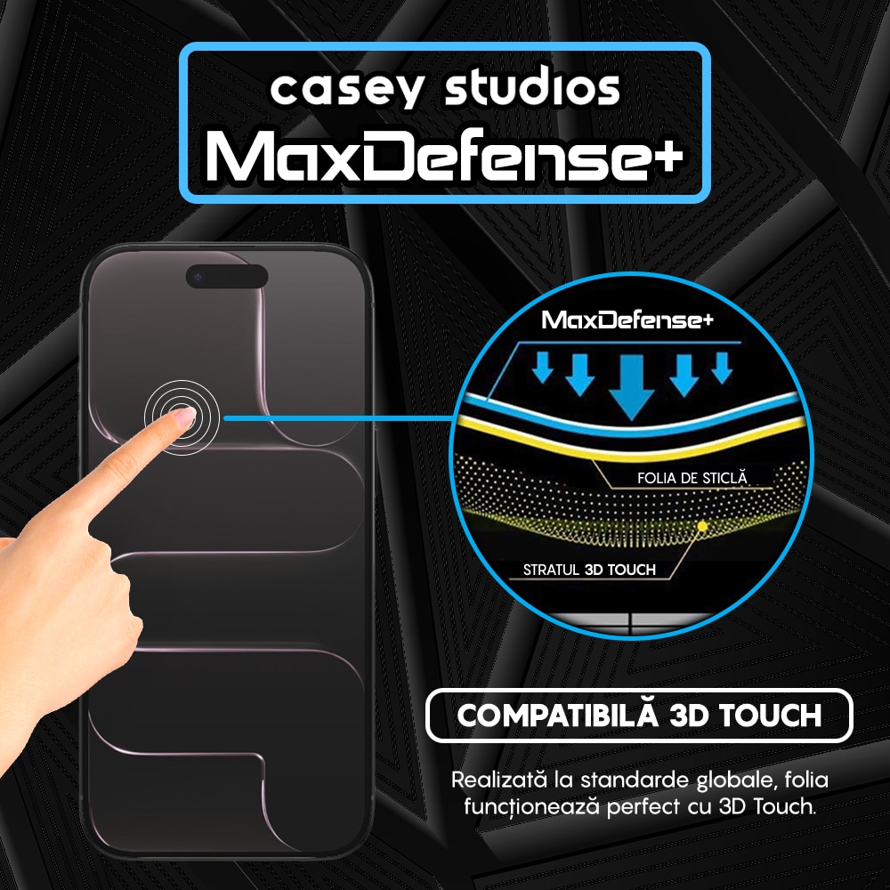 Folie Sticla Mata CASEY STUDIOS™ compatibila cu Apple iPhone 17 Air, Full Cover 3D, Full Glue, Sticla Securizata, Duritate Militara, Ultra HD, Protectie Profesionala Ecran 3D, Anti Zgarieturi, Anti Socuri