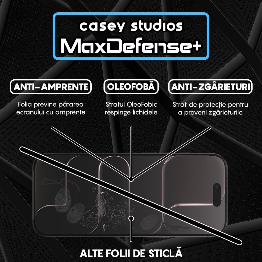 Folie Sticla Mata CASEY STUDIOS™ compatibila cu Apple iPhone 17 Air, Full Cover 3D, Full Glue, Sticla Securizata, Duritate Militara, Ultra HD, Protectie Profesionala Ecran 3D, Anti Zgarieturi, Anti Socuri