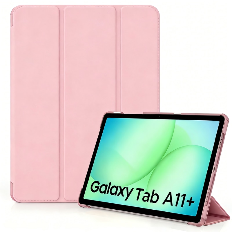 Husa pentru Samsung Galaxy Tab A11+ Plus/A9+ 11 Inch (2025), Husa Protective Subtire din Piele PU cu Functie de Stand si Auto Sleep/Wake, roz pal