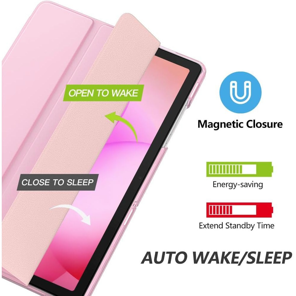 Husa pentru Samsung Galaxy Tab A11+ Plus/A9+ 11 Inch (2025), Husa Protective Subtire din Piele PU cu Functie de Stand si Auto Sleep/Wake, roz pal