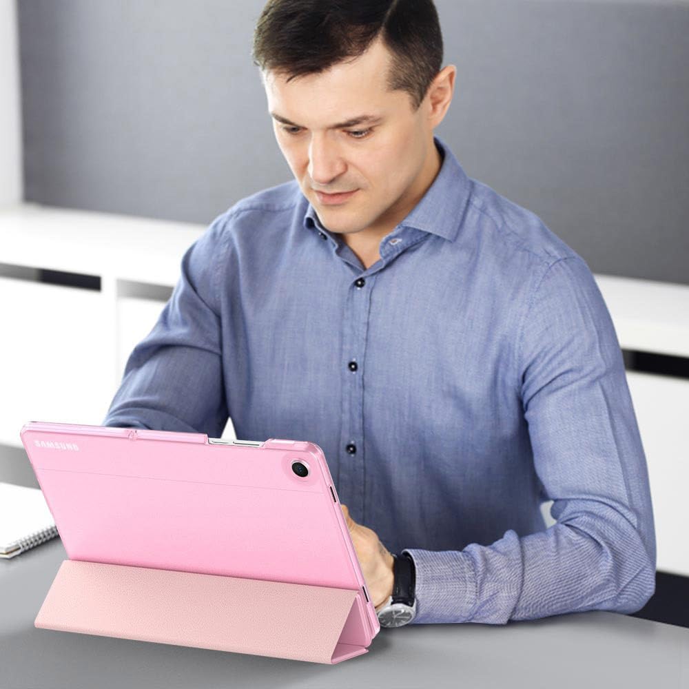 Husa pentru Samsung Galaxy Tab A11+ Plus/A9+ 11 Inch (2025), Husa Protective Subtire din Piele PU cu Functie de Stand si Auto Sleep/Wake, roz pal
