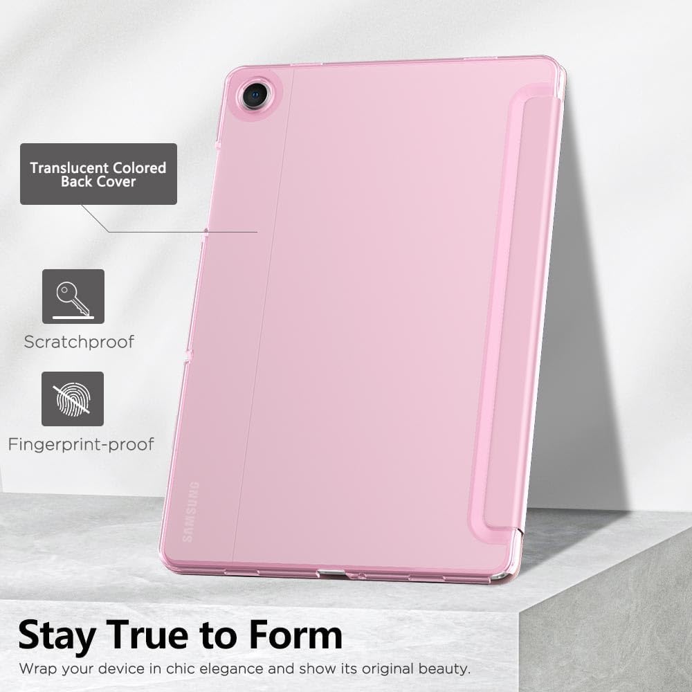Husa pentru Samsung Galaxy Tab A11+ Plus/A9+ 11 Inch (2025), Husa Protective Subtire din Piele PU cu Functie de Stand si Auto Sleep/Wake, roz pal