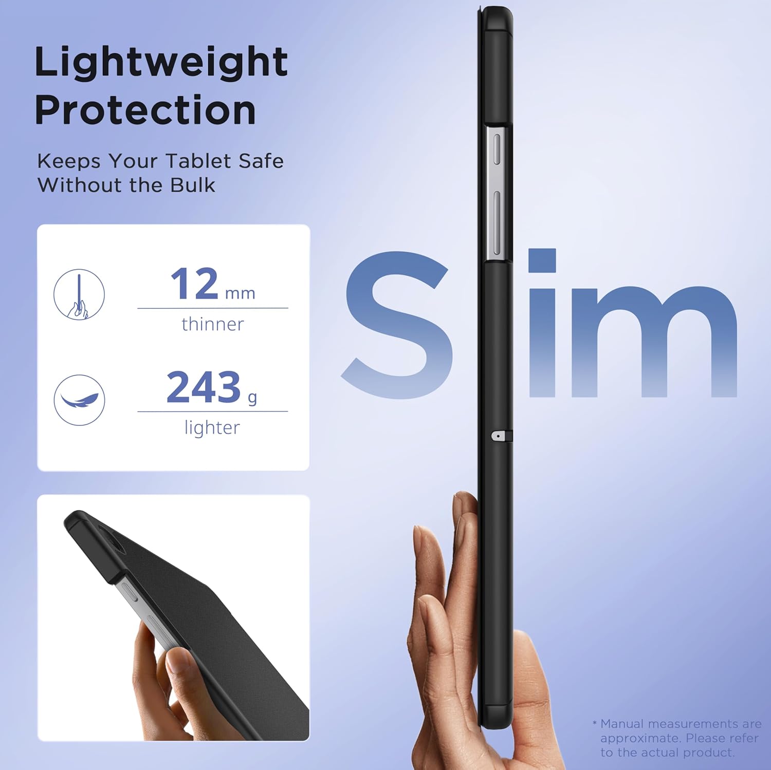 Husa pentru Samsung Galaxy Tab A11+ Plus/A9+ 11 Inch (2025), Husa Protective Subtire din Piele PU cu Functie de Stand si Auto Sleep/Wake, Negru