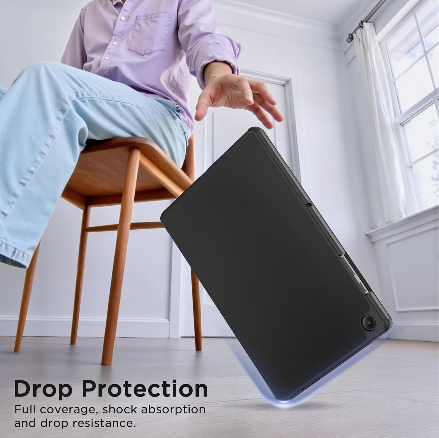 Husa pentru Samsung Galaxy Tab A11+ Plus/A9+ 11 Inch (2025), Husa Protective Subtire din Piele PU cu Functie de Stand si Auto Sleep/Wake, Negru