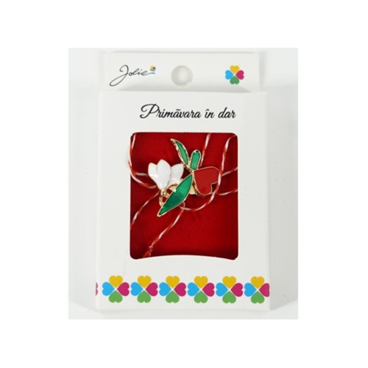 Martisor Brosa Mica in Cutie, Dimensiune Brosa 2.5-3 cm, Material Metal, Model Ghiocel