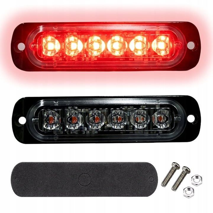 Lampa Ceata Spate, SKLEPLEDY, 6 LED, Lumina Rosie Constanta Fara Flash, Luminozitate Ridicata, Consum Redus, Rezistenta La Apa IP67, Ideala Pentru Remorci Si Utilaje Agricole, Montaj Stabil Cu Suruburi, 112x29x10mm, Rosie