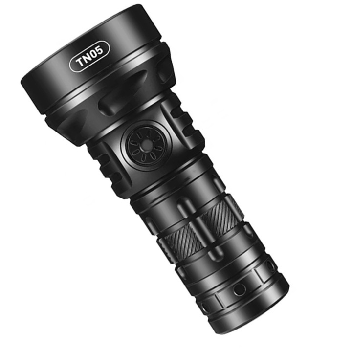 20W-os LED lámpa erős fénnyel, 1600 lm, 362 m világítási távolság, 5 fénymód, USB-C újratölthető, IP55 ellenállás, beépített mágnes, kültéri és vészhelyzeti használatra, fekete