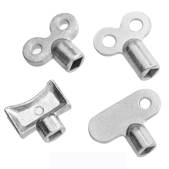4 db radiátor légtelenítő kulcs, cinkötvözet, 5x5mm, Lunniquee®, ezüst