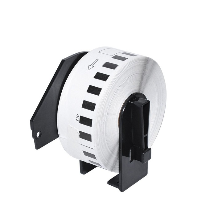 Makki Kompatibilis Brother DK-22210 címkék – Fehér, folytonos papírszalag 29mm x 30.48m, fekete fehér alapon – MK-DK-22210