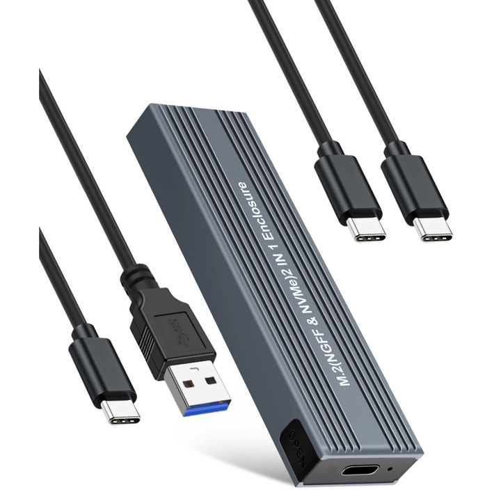 VCom външна кутия за диск Storage Case - M.2 NVMe/SATA/NGFF M/B key - 10Gbps USB3.1 Type-C/A - CU850SN