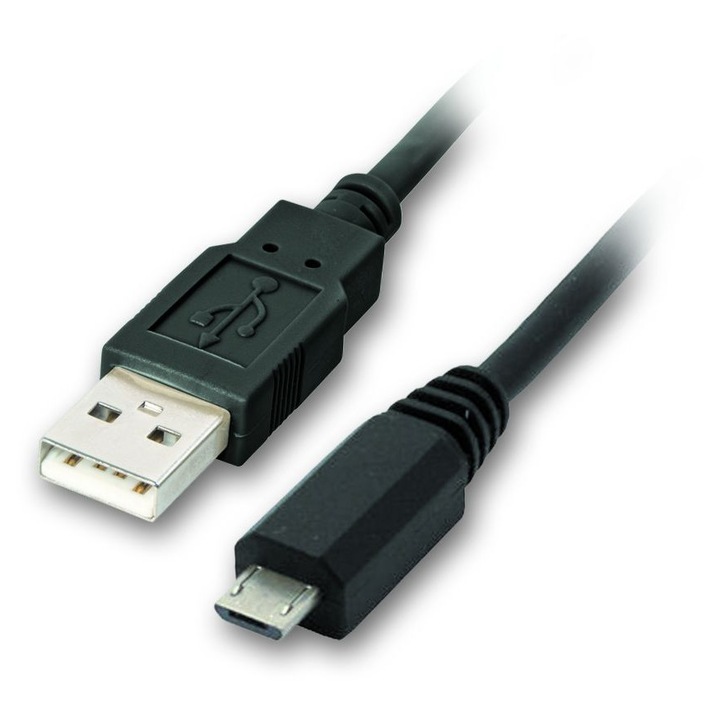 Cablu de date, Vcom Micro USB , Negru, 0.5m