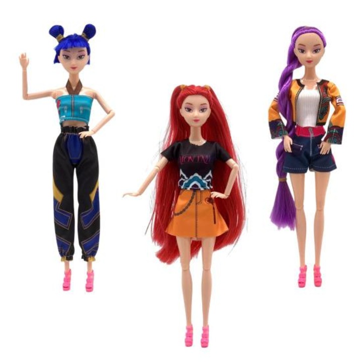 Комплект от 3 кукли Kpop Demon Hunters, K Pop колекционерски играчки с музика и светлина, 3+ години