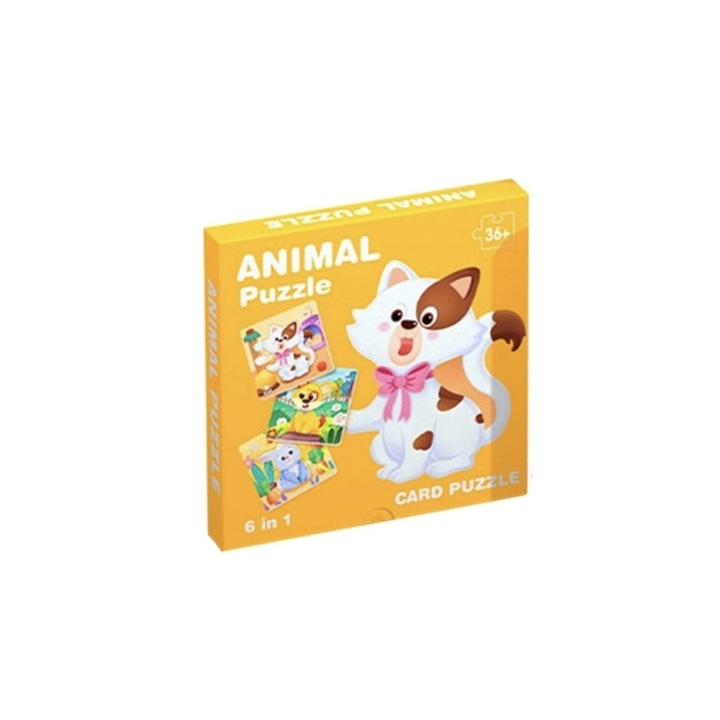 Puzzle copii, Animale de la ferma, piese mari, 6 modele, multicolor