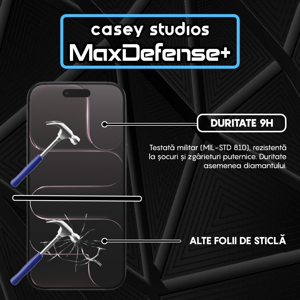 Folie Sticla Mata CASEY STUDIOS™ compatibila cu Apple iPhone 17 Air, Full Cover 3D, Full Glue, Sticla Securizata, Duritate Militara, Ultra HD, Protectie Profesionala Ecran 3D, Anti Zgarieturi, Anti Socuri