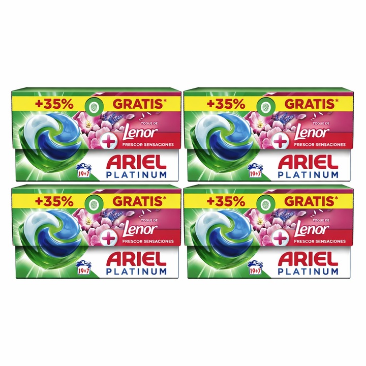 Detergent capsule Ariel Platinum Sensations 3-in-1, 104 spalari, Parfum Lenor