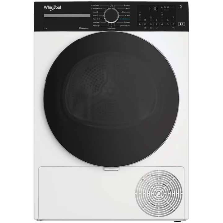 Uscător cu pompă de căldură Whirlpool, 12 kg, 15 programe, alb, 59.8x67.4x84.6cm