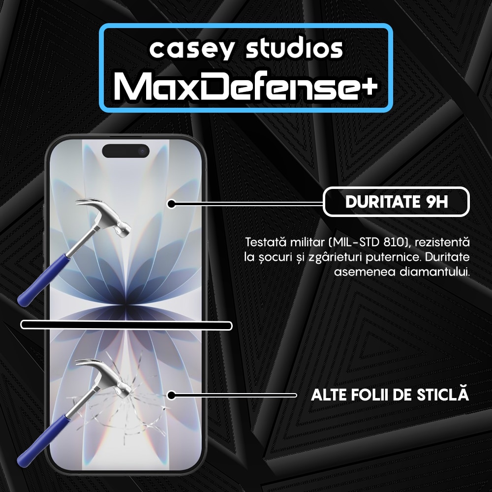 Folie Sticla Privacy CASEY STUDIOS™ compatibila cu Apple iPhone 17, Full Cover 3D, Full Glue, Sticla Securizata, Duritate Militara, Ultra HD, Protectie Profesionala Ecran 3D, Anti Zgarieturi, Anti Socuri