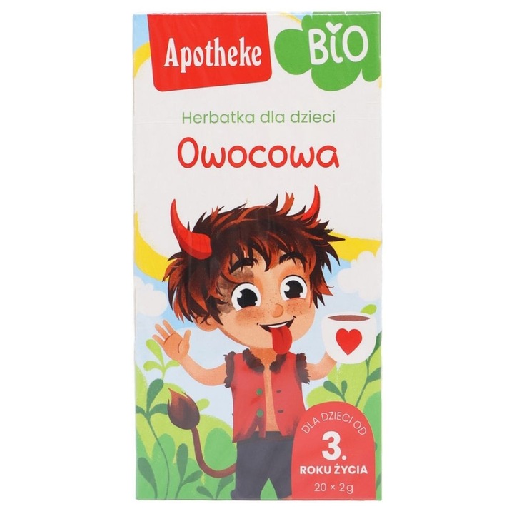 Ceai bio pentru copii Apotheke, fructe, 20 pliculete, 50 g