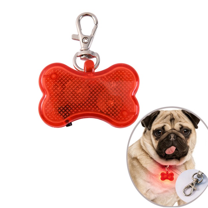 Bratara luminosa siguranta animal de companie, iluminare pentru alergare noaptea, lant chei, culoare rosie