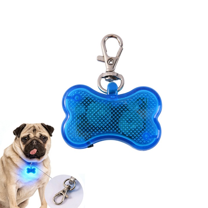 Bratara luminosa siguranta animal de companie, iluminare pentru alergare noaptea, lant chei, culoare albastra