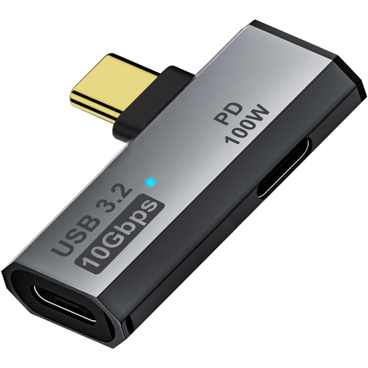 Splitter USB C - MingZhi®, Dongle audio cu adaptor pentru casti si incarcator USB C dublu 2 in 1 cu PD 100W, Negru
