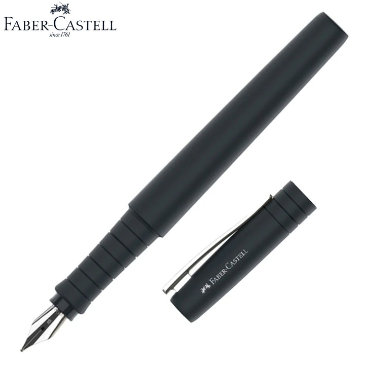 Химикалка Faber-Castell Poly Pen Черна с Изключително Тънък Стоманен Връх F, Набразден Захват, за Прецизно Писане, Детайли, Фини Бележки