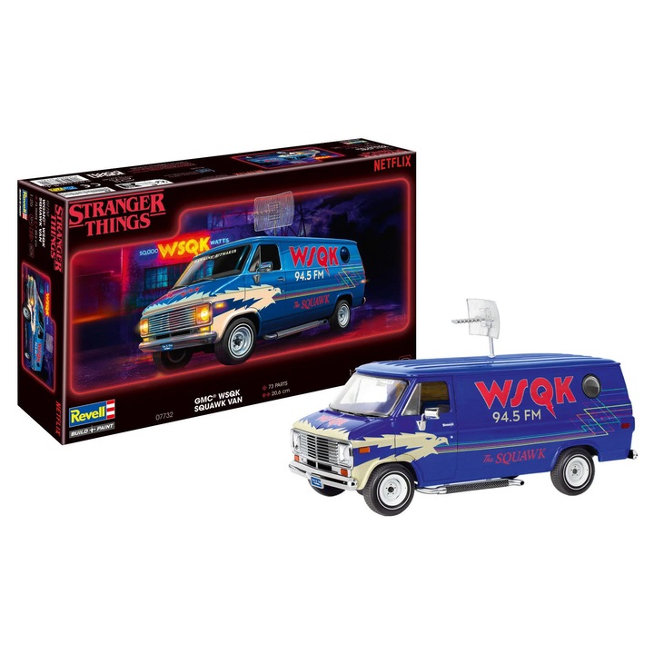 Autómodell szett, Revell 1:25 GMC WSQK Squawk Van Stranger Things, 73 alkatrész, hossza 206 mm, színezett