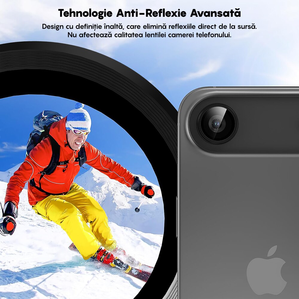 Folie Protectie Lentile Camera compatibila cu Apple iPhone 17 Air, CASEY STUDIOS™ MaxDefense+, Ultra HD, Anti Amprente, Anti Zgarieturi, Anti Socuri, Negru