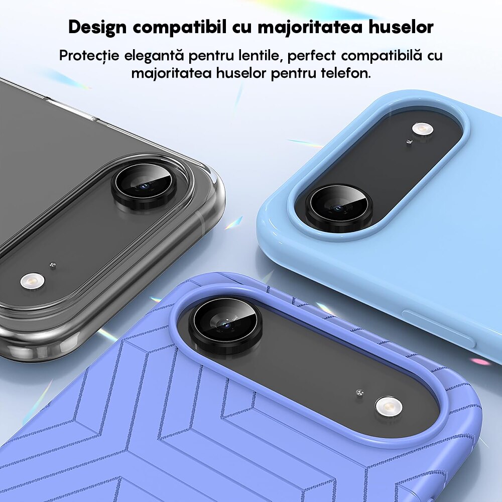 Folie Protectie Lentile Camera compatibila cu Apple iPhone 17 Air, CASEY STUDIOS™ MaxDefense+, Ultra HD, Anti Amprente, Anti Zgarieturi, Anti Socuri, Negru