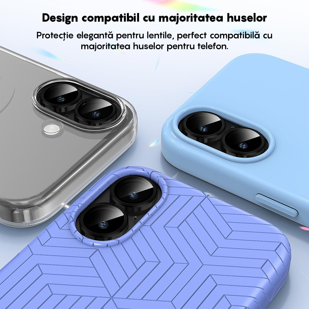 Folie Protectie Lentile Camera compatibila cu Apple iPhone 17, CASEY STUDIOS™ MaxDefense+, Ultra HD, Anti Amprente, Anti Zgarieturi, Anti Socuri, Negru