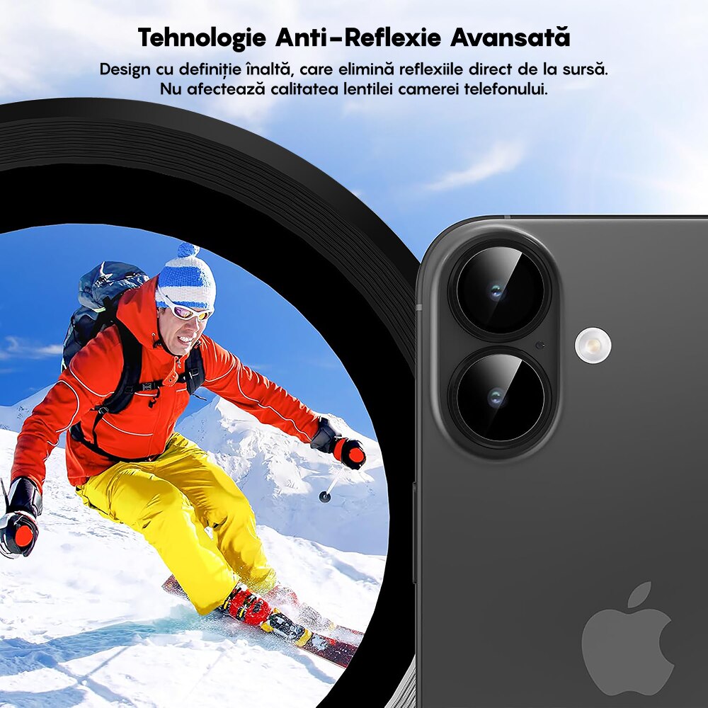 Folie Protectie Lentile Camera compatibila cu Apple iPhone 17, CASEY STUDIOS™ MaxDefense+, Ultra HD, Anti Amprente, Anti Zgarieturi, Anti Socuri, Negru