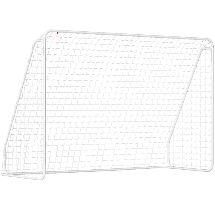 Poartă de fotbal Homcom, rezistentă UV, albă, 301x120x200 cm, include 6 picheți în formă de U