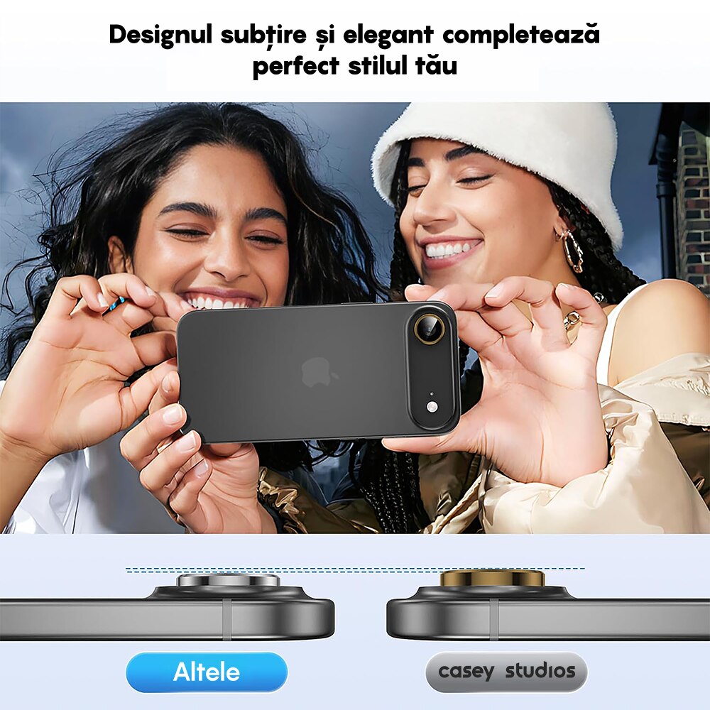Folie Protectie Lentile Camera compatibila cu Apple iPhone 17 Air, CASEY STUDIOS™ MaxDefense+, Ultra HD, Anti Amprente, Anti Zgarieturi, Anti Socuri, Auriu