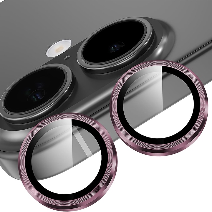 Folie Protectie Lentile Camera compatibila cu Apple iPhone 17, CASEY STUDIOS™ MaxDefense+, Ultra HD, Anti Amprente, Anti Zgarieturi, Anti Socuri, Roz