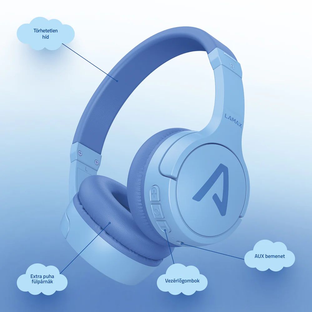 Casti Bluetooth Lamax BaseKid1, microfon, 10m, albastru