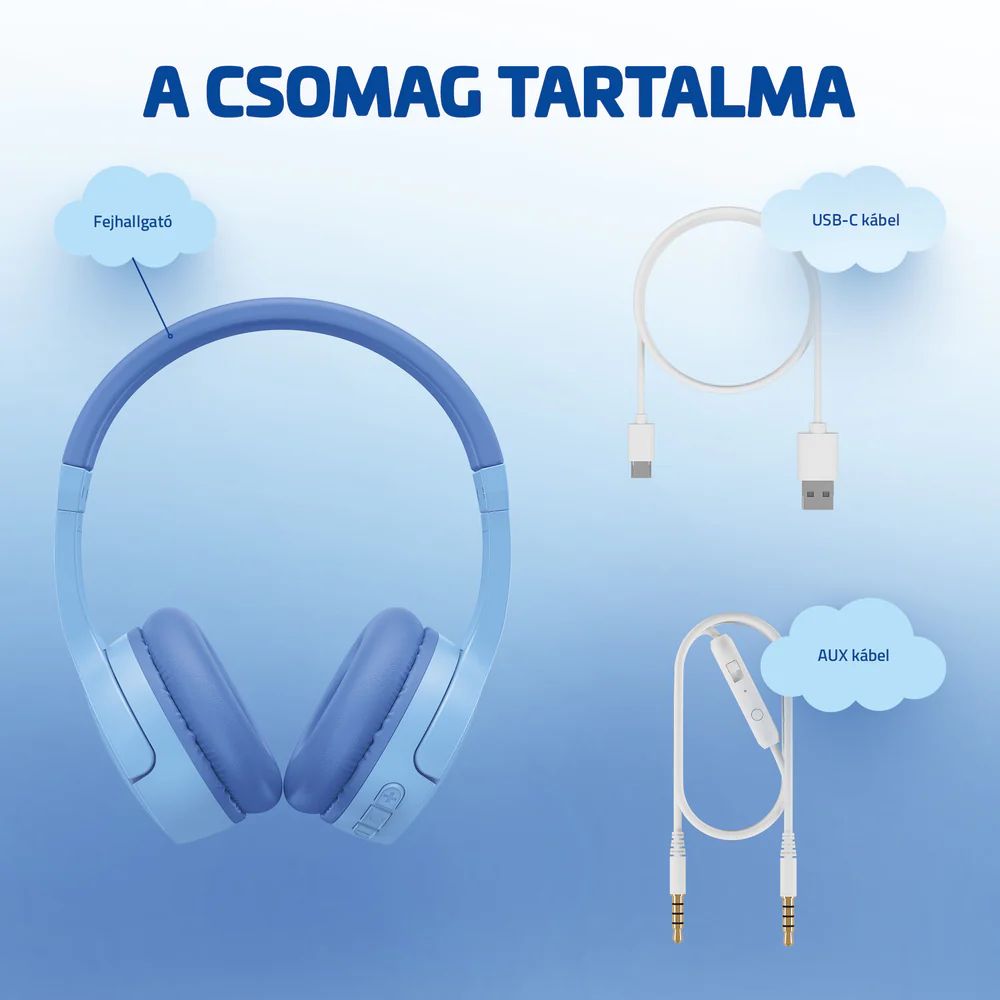 Casti Bluetooth Lamax BaseKid1, microfon, 10m, albastru
