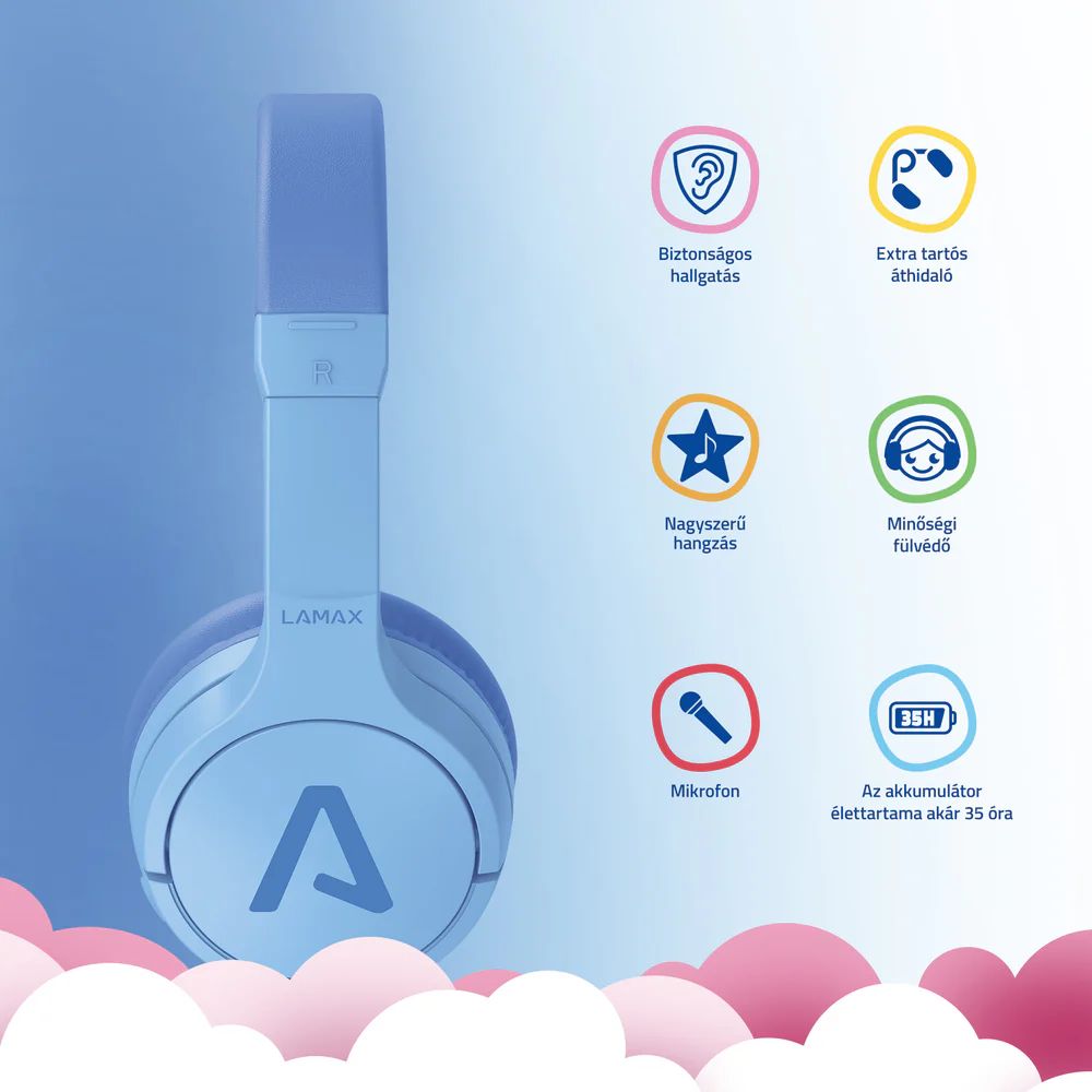Casti Bluetooth Lamax BaseKid1, microfon, 10m, albastru