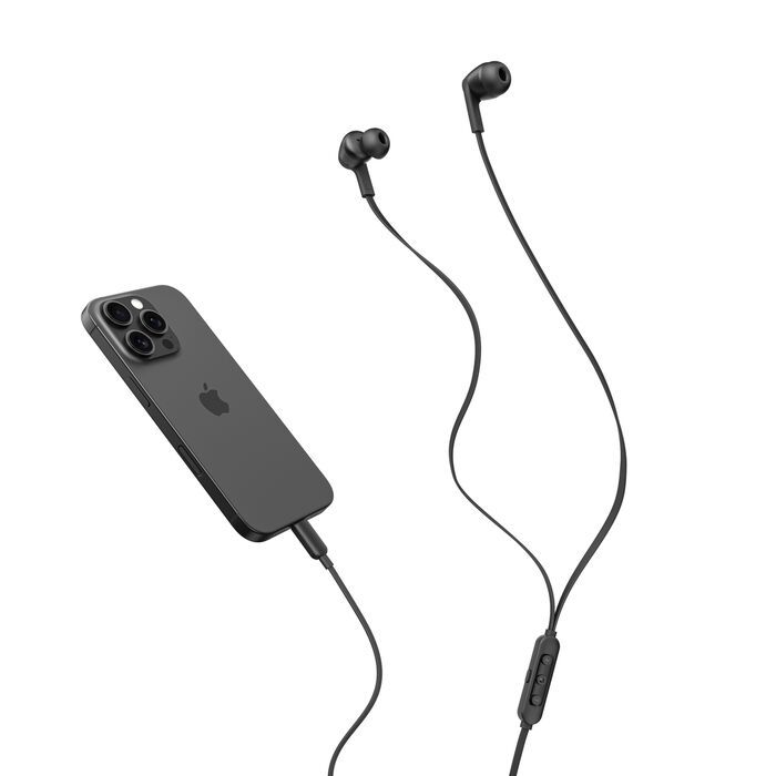 Casti cu fir Belkin, USB-C, microfon, negru