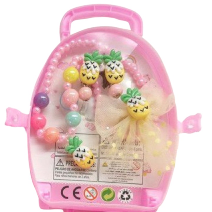 Set de bijuterii pentru fetite, Toy Toy Toy, accesoriu colier si bratari, multicolor, pentru copii