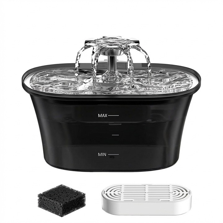 Nunbell automata macska és kutya itatókút, ultra-csendes kisállat vízadagoló, virág alakú rozsdamentes acél fedél 6 kimenettel, 1 szűrővel, 2,5 L kapacitás