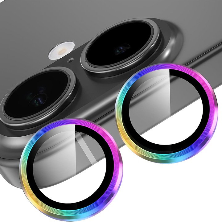 Kamera Lencse Védőfólia Apple iPhone 17-hez, CASEY STUDIOS™ MaxDefense+, Ultra HD, Ujjlenyomatmentes, Karcálló, Ütésálló, Szivárvány
