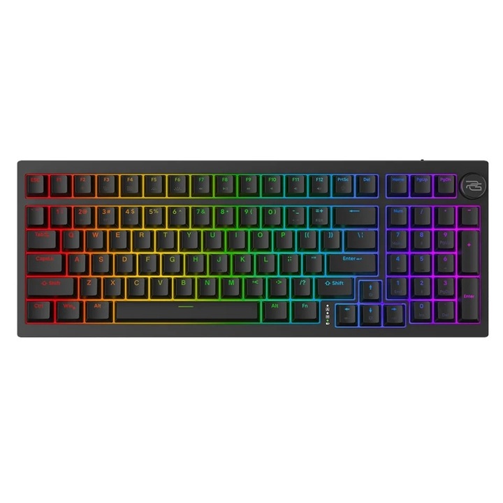 Tastatură Wireless Gaming Proove Slicker, 98 Taste, RGB, Negru, 2.4GHz + Bluetooth 5.2