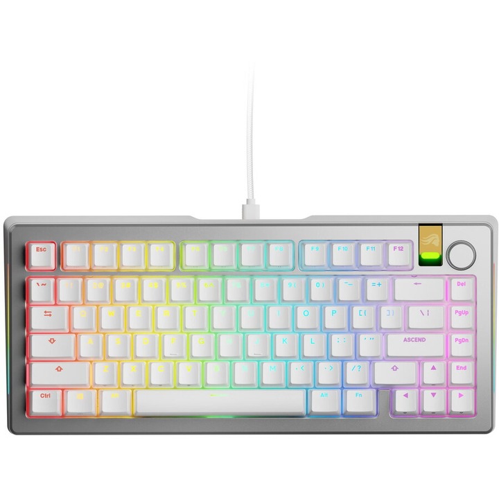 Tastatură mecanică Glorious GMMK 3 PRO HE, 75%, USB-C, comutatoare Glorious Fox HE, gri